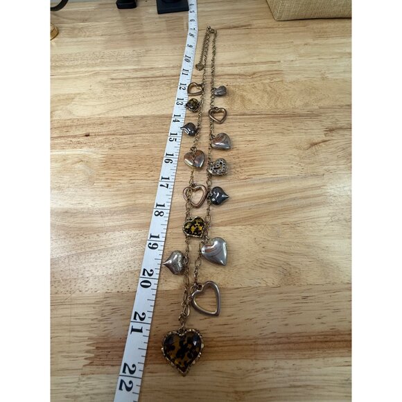 Betsey Johnson Heart Charm Necklace With Mixed Metal & Tortoiseshell Accents - Picture 8 of 10